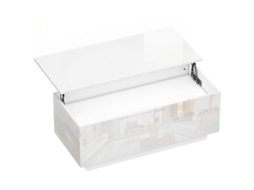 Mesa De Centro Ajustável, Branco Alto Brilho, Com Gavetas E Espaço Oculto.