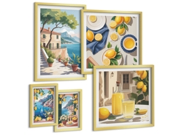 Conjunto De Pinturas Limões Com Vista Pitoresca Espelharte (5 Peças)