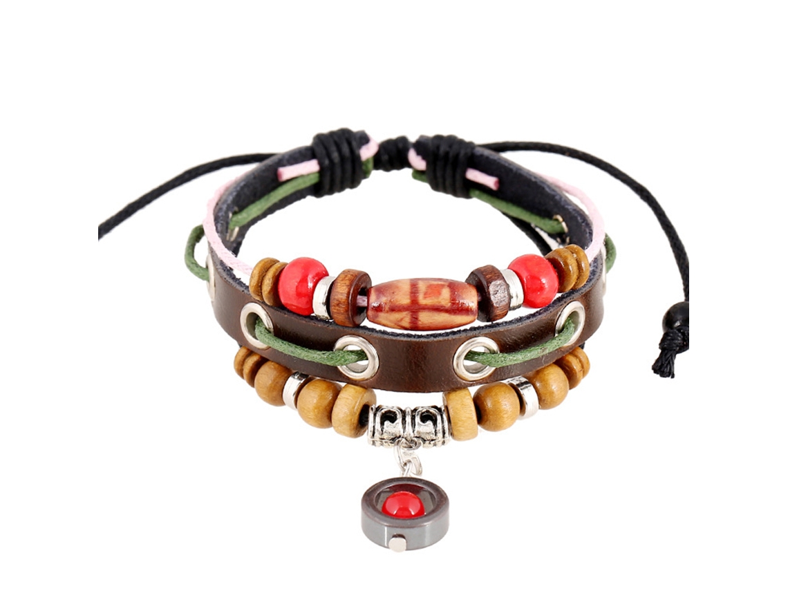 Pulseira De Couro Com Contas Estilo Simples Para Diy