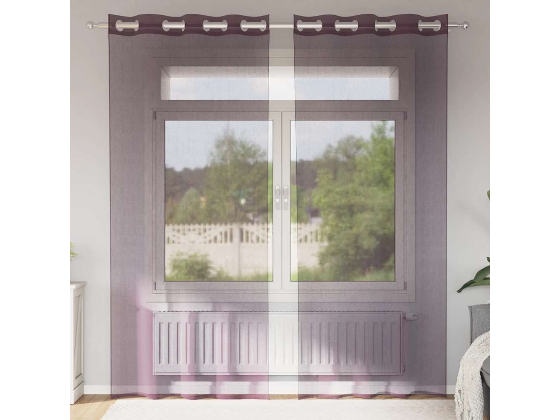 Vidaxl Cortinas De Voile Com Ilhós 2 Pcs Roxo 140x245 Cm