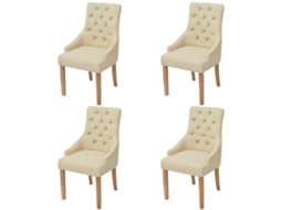 Vidaxl Cadeiras De Jantar 4 Pcs Tecido Creme