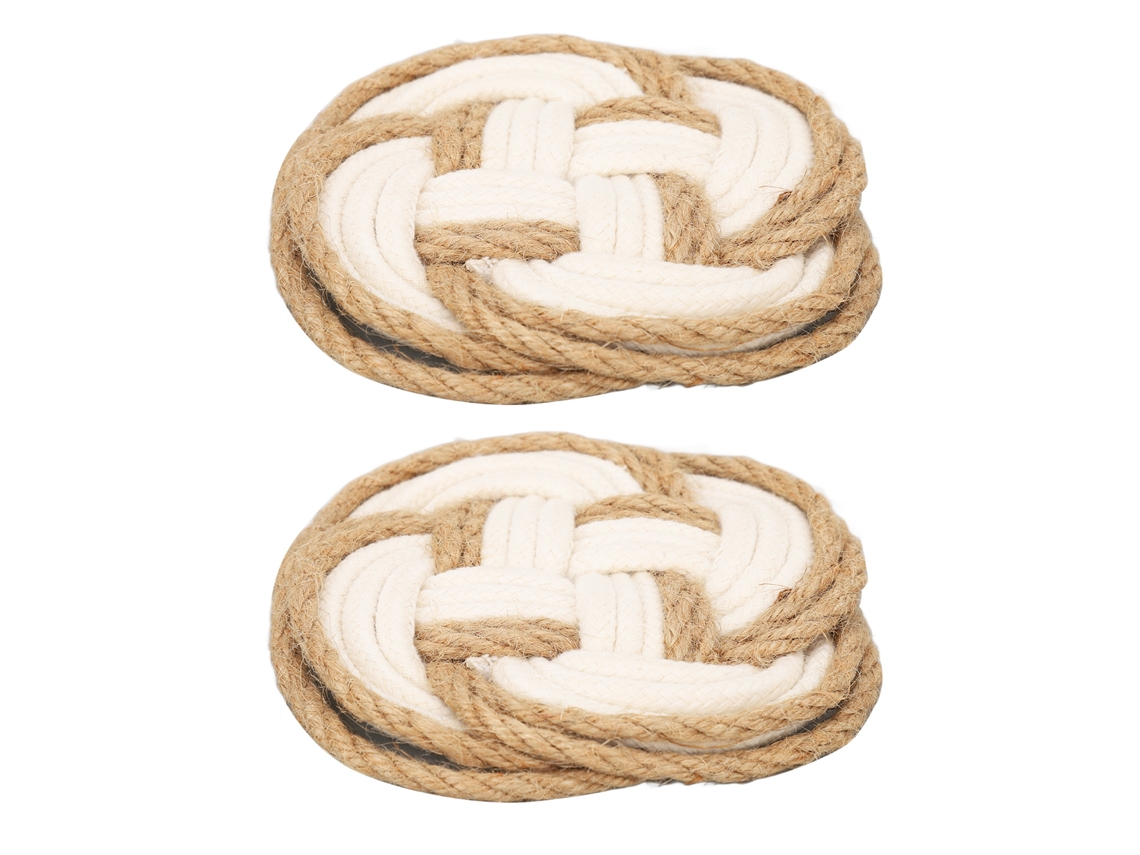 Conjunto de 2 Porta copos AQUAFORGE redondos trançados, absorventes e resistentes ao calor