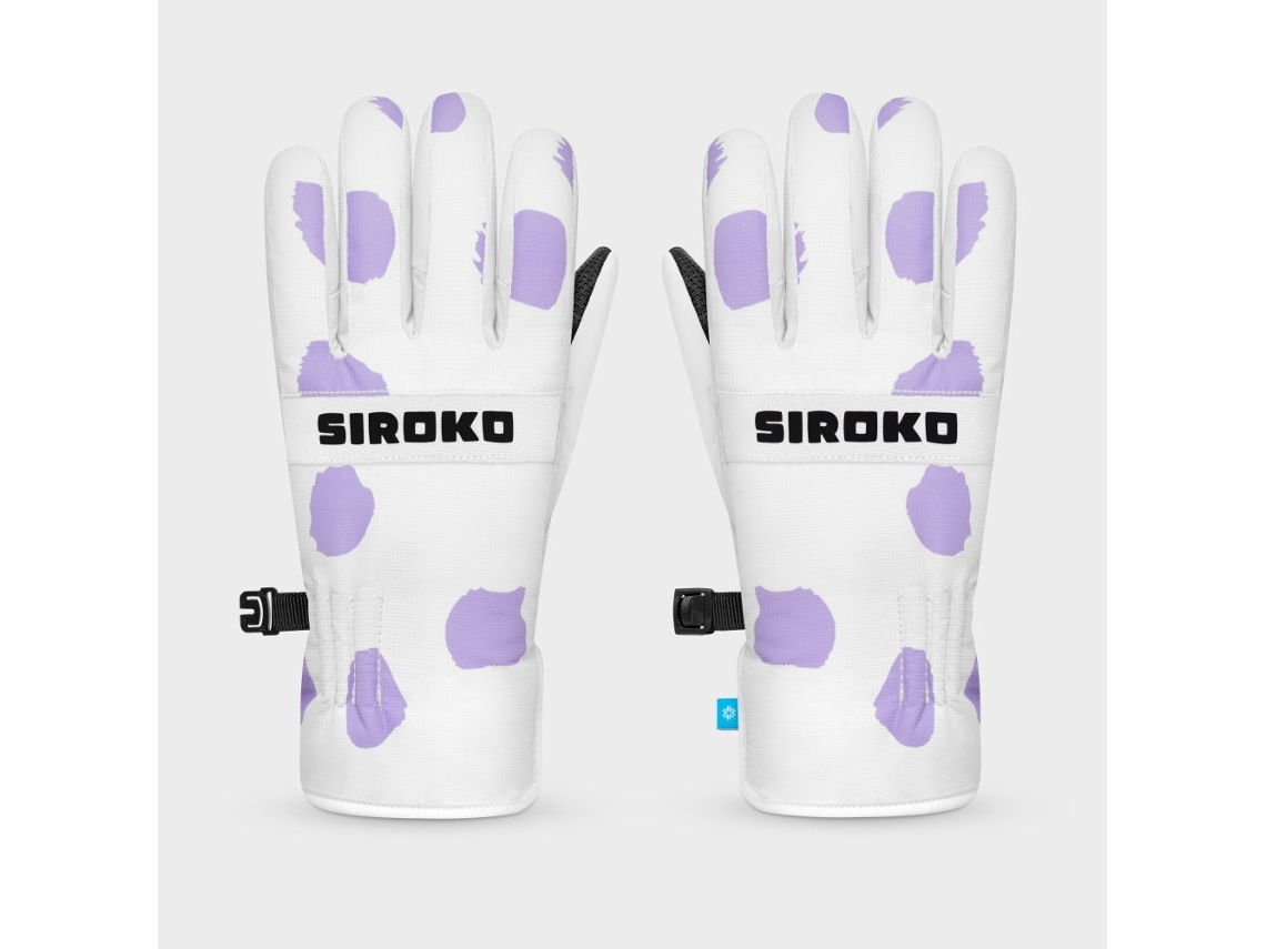 Luvas Térmicas Snowboard E Ski Para Criança Doodle Branco Roxo Siroko