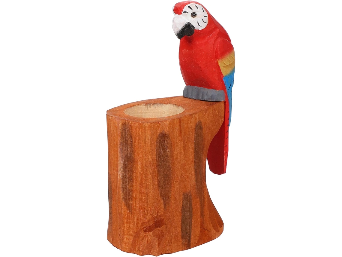 Organizador de Mesa Madeira Amosfun, Porta canetas Esculpido com Motivo Animal, Decoração Funcional para o Esp