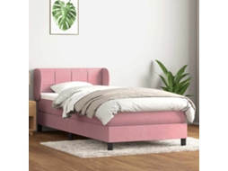 Vidaxl Cama Com Molas/colchão 80x220 Cm Veludo Rosa