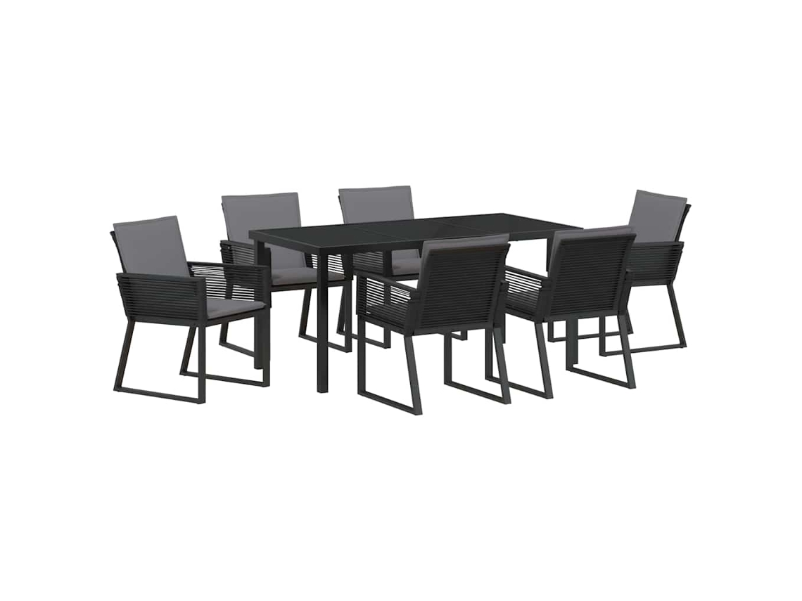 Maison Exclusive - Conjunto De Jantar Para Jardim 7 Pcs Preto Aço Revestido A Pó