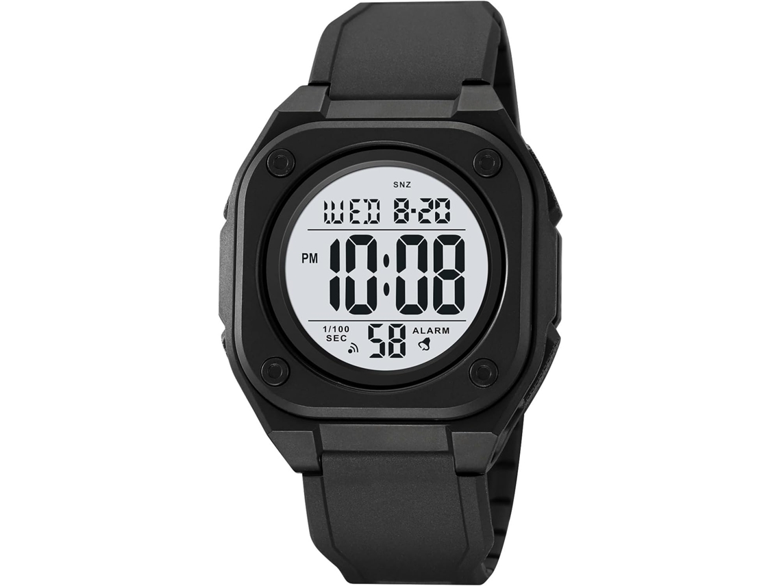 Lurelia Relógio Digital Desportivo, Visor Digital, Led, Cronógrafo, Cronómetro, Alarme, Data/calendário, 12/24h, Duplo Fuso/mostrador, Resina, Abs