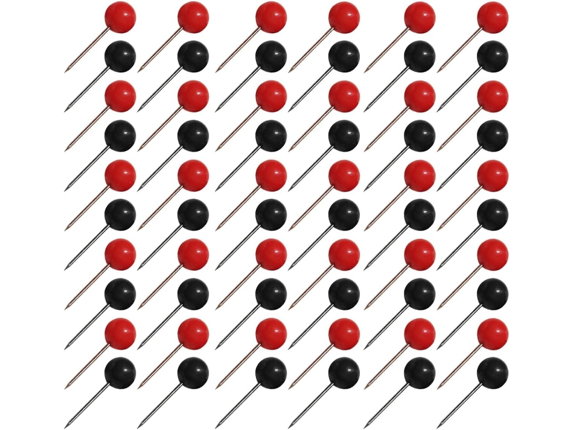 Tachinhas Resistentes ao Desgaste, Embalagem de 600 Unidades, Cabeça Perolada Bicolor 300 Cores e Vermelha, Aço