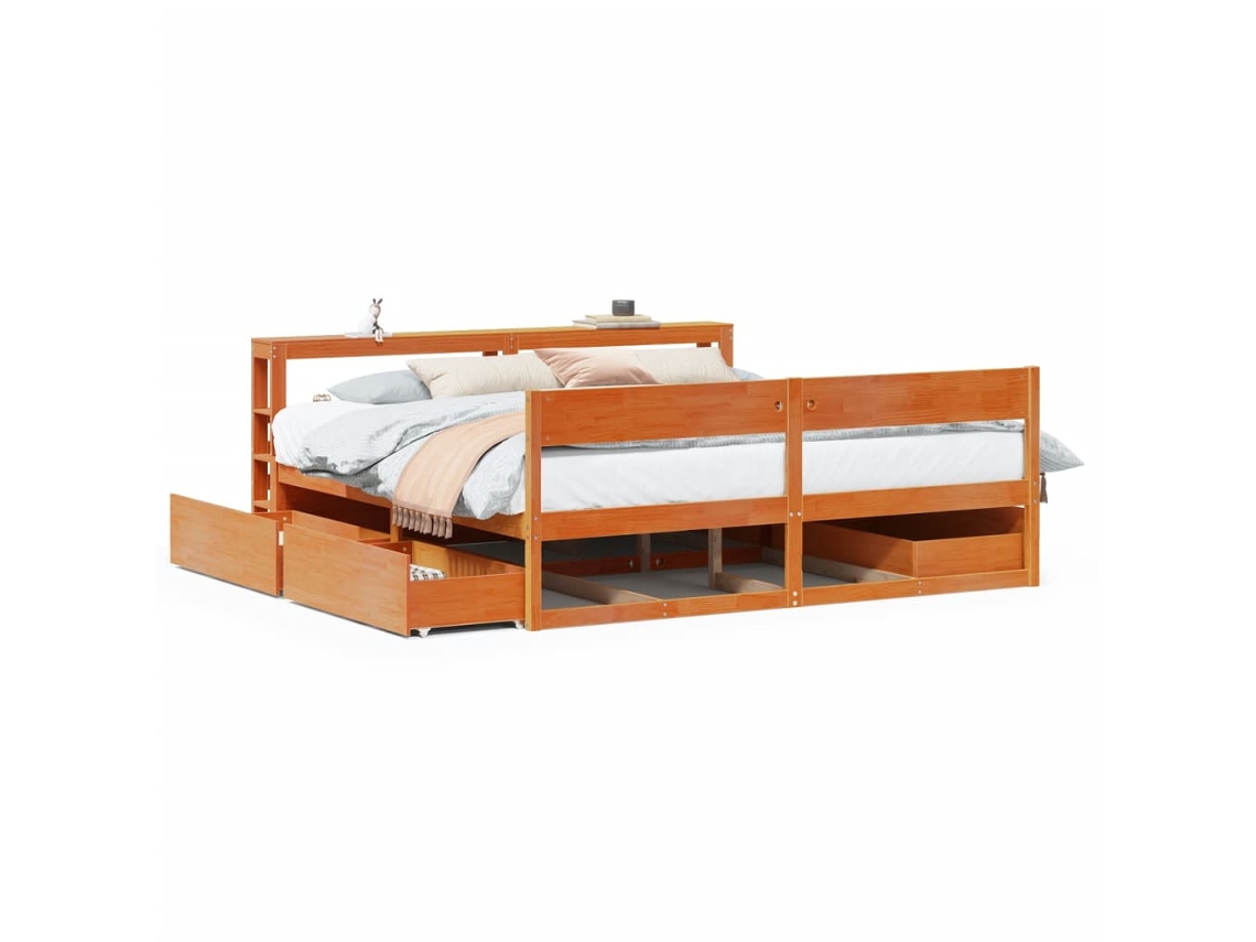 Cama Sem Colchão 180x200 Cm Pinho Maciço Castanho mel MAISON EXCLUSIVE