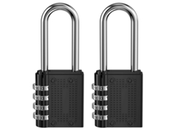 Conjunto De 2 Cadeados Com Código De 4 Dígitos, Reconfigurável, Preto, Para Armários, Ginásio