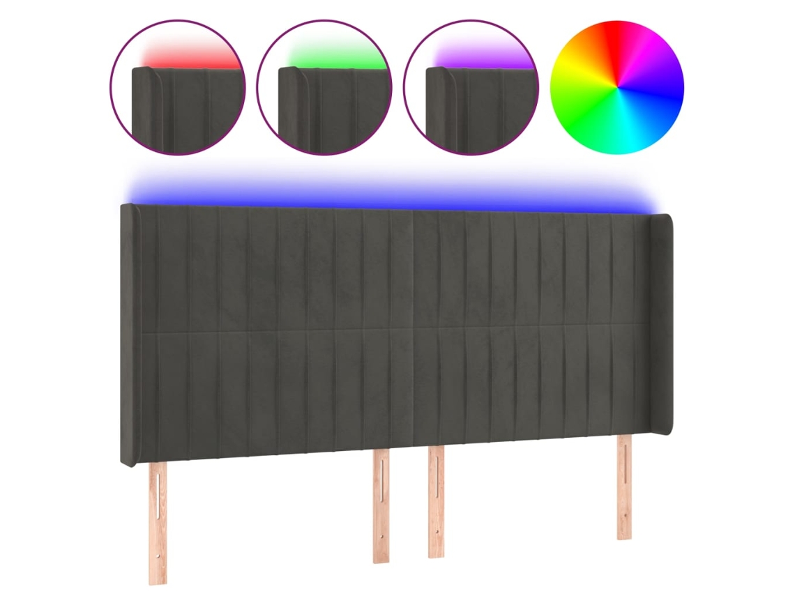 Cabeceira de cama MAISON EXCLUSIVE com Veludo Cinza Escuro Led (183x16x118 cm)