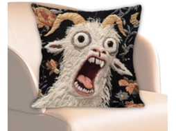 Capas de Almofada para Sofá Cabra Gritando, Protetor Têxtil 45x45cm, Capa com Bordado Gráfico, CHABERLU