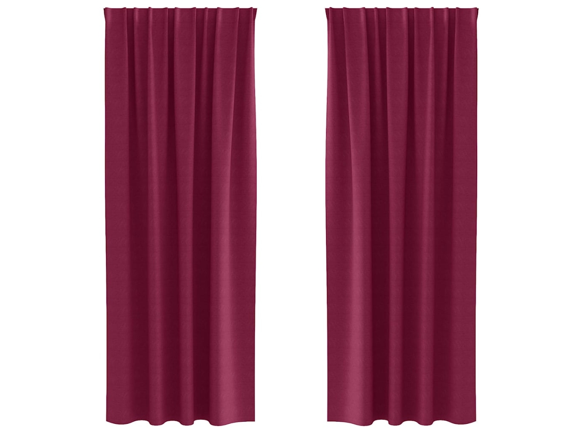 Maison Exclusive - Cortinas Blackout Com Argolas 2 Pcs Vinho Vermelho 225 X 140 Cm