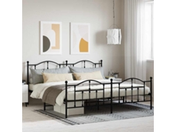 Vidaxl Estrutura De Cama Com Cabeceira E Pés 200x200 Cm Metal Preto