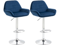 Conjunto de 2 banquetas de bar em metal em formato de arco com apoio para os pés e assentos em veludo azul Tdb10788 Décoshop26