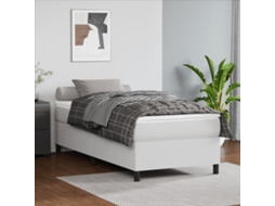 Vidaxl Estrutura De Cama Com Molas 90x190 Cm Couro Artificial Branco