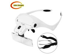 Lupa com Faixa de Cabeça Led Dupla e Óculos de Leitura Sistema Ótico 5 Lentes para Visualização de Livros, Durável, Multifuncional STELASPLEN