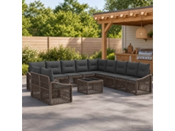 Vidaxl Conjunto De Sofá De Jardim 12 Pcs Cinzento Vime Pe