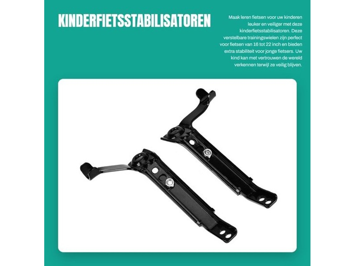 Fietsstabilisatoren Verstelbaar - Trainingswielen Voor 16-22 Inch - Extra Stabiliteit - Veiligheid - Geschikt Voor Fietsen Met Een Diameter Van 16 Tot
