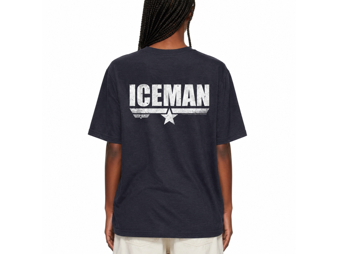 Rockinstone Top Gun Movie Ice Man Heather Navy Adult T-shirt Size:s
