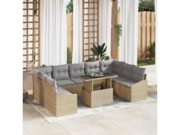 Vidaxl Conjunto De Sofá De Jardim 10 Unid. Bege E Cinza Claro