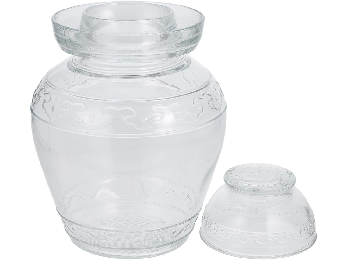 Pote De Vidro Resistente E Hermético Para Fermentação Armazenamento Picles, Com Capacidade Para 5 Litros, Ideal Para Uso