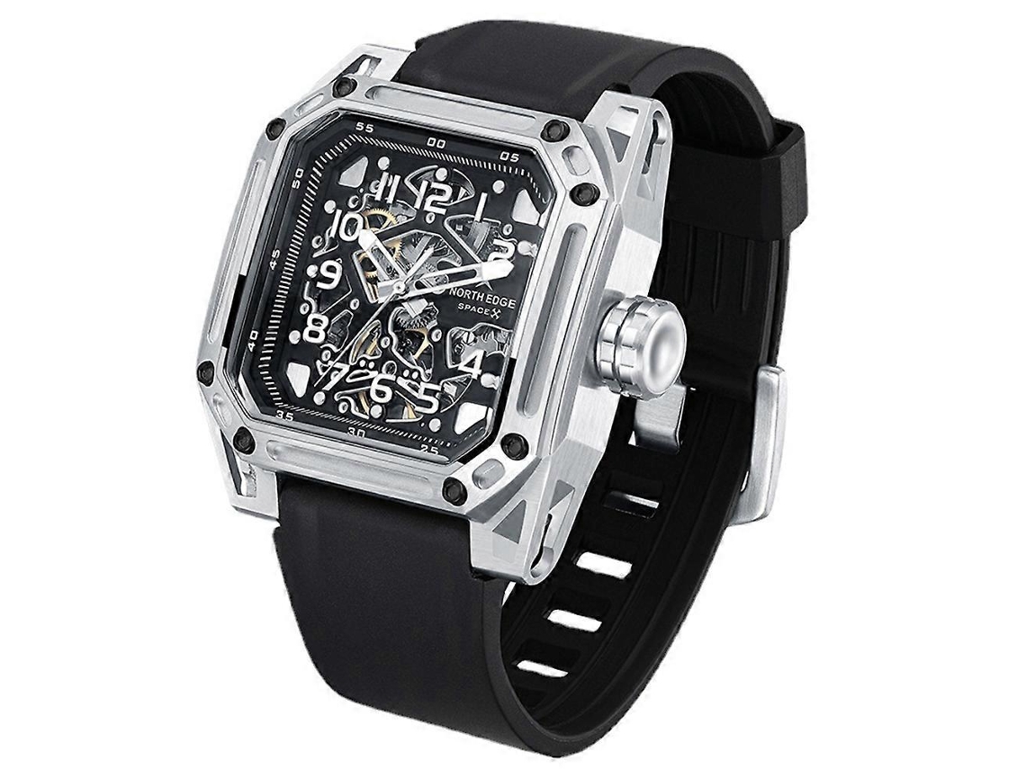 Relógio mecânico automático masculino North Edge Space X com fundo vazado e mostrador luminoso Hengrongshen