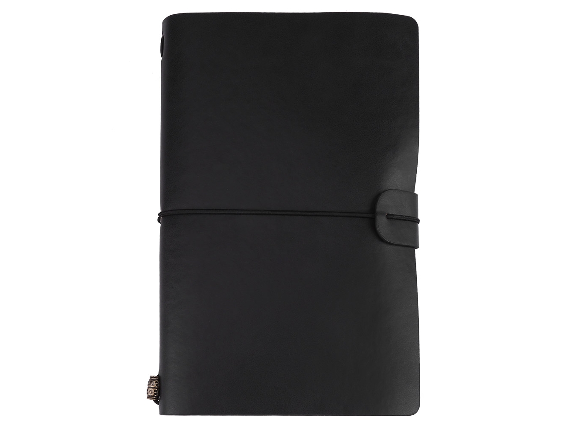 Caderno De Viagem Clássico De Couro Sintético, Personalizado, Recarregável, Diário, Bloco De Notas (preto)