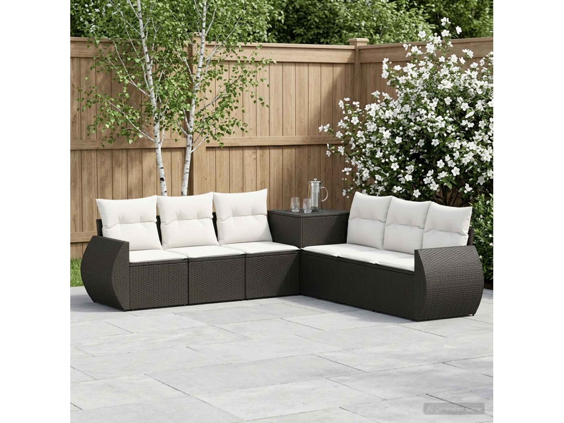 Vidaxl Conjunto De Sofás 7 Unid. Preto E Branco Creme