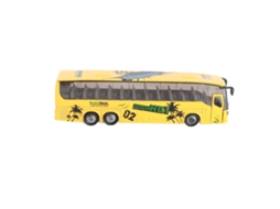 Primerox brinquedo Ônibus Simulação 1:50 Liga com Luz e Música, Modelo Pull Back para Crianças Amarelo