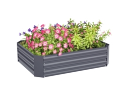 Canteiro Elevado Aço Galvanizado Vaso Flores 120x90x30cm Cinzento Escuro