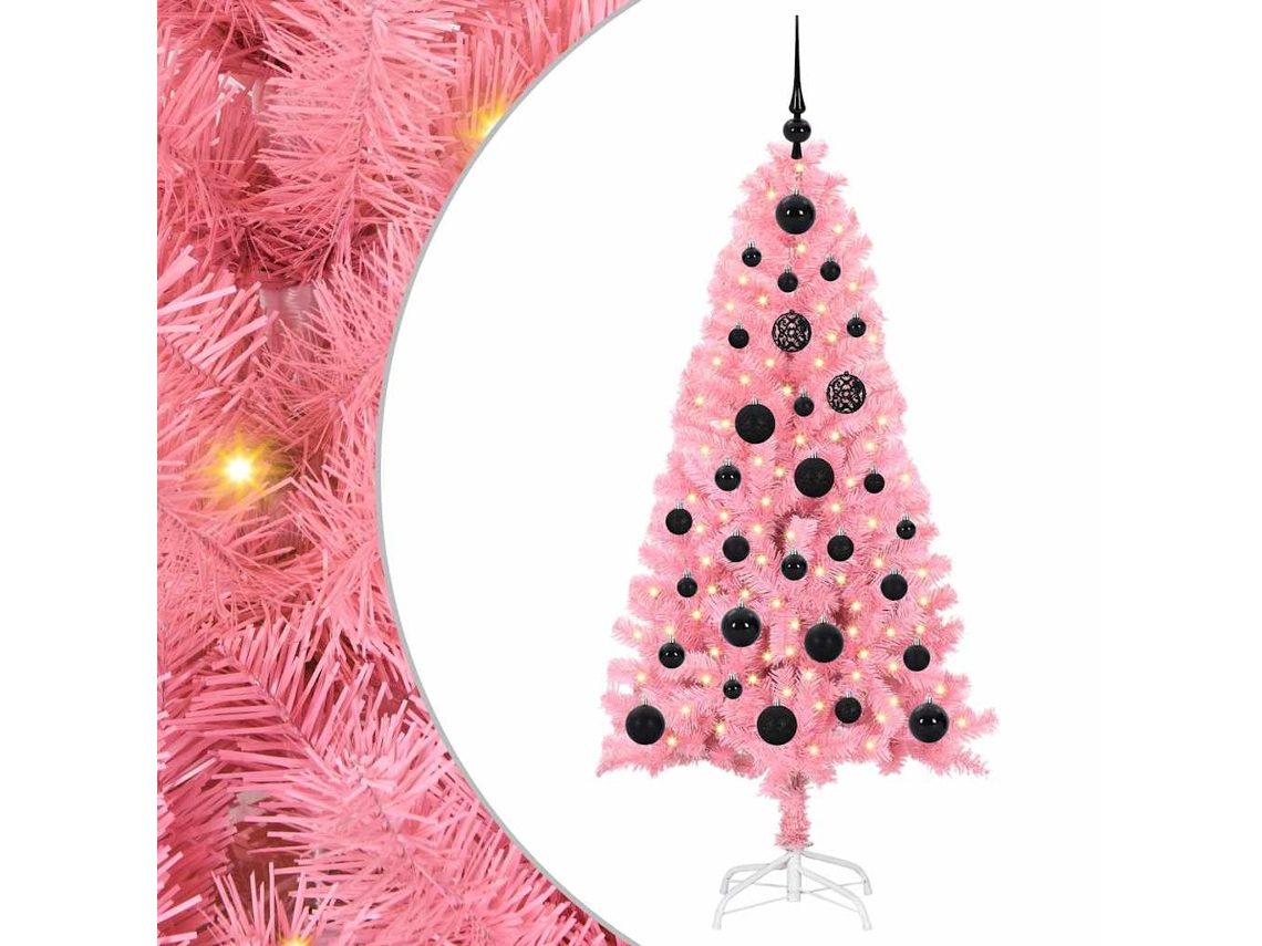 Conjunto 1 Árvore De Natal Vidaxl Rosa Pvc (150 Cm)