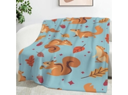 Manta com Estampa de Esquilo Desenho Animado 100x130 Cm Multifuncional Macia e Aconchegante em Flanela Ideal P