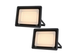 Pack De 2 Projetores Led Exteriores 150w, Luz Branca Quente 3000k, 14.250lm, Ip65, Suporte Ajustável Alpinaluz
