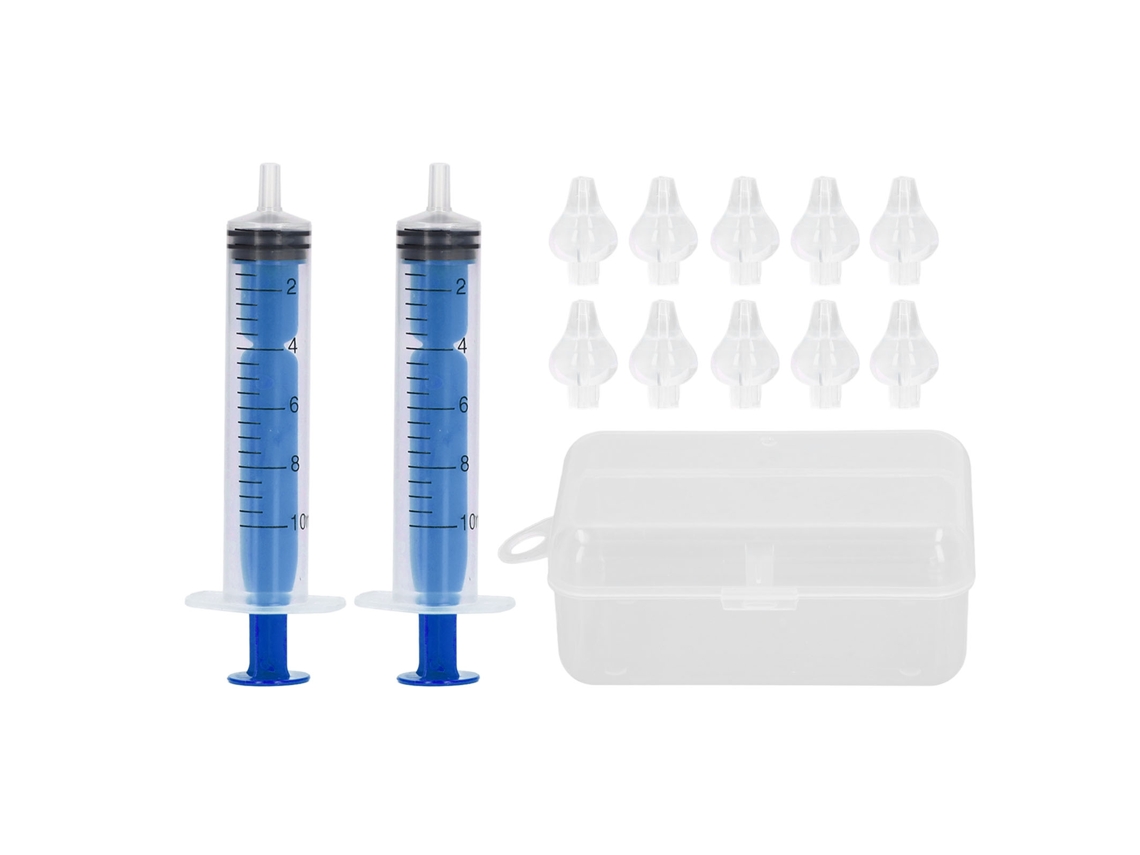 Primerox 2 Pçs Irrigador Nasal Infantil 10ml com 10 Cabeças de Silicone Aspirador Portátil Azul