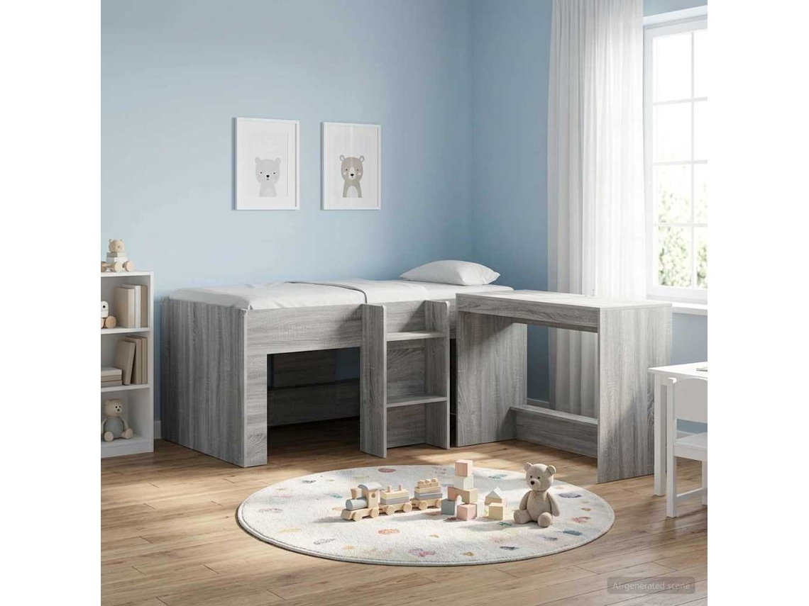 Vidaxl Cama Alta Para Crianças Sonoma Cinzento 80 X 160 Cm
