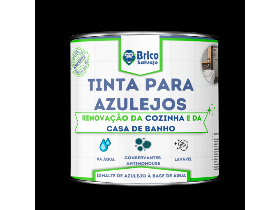 Tinta para azulejos Preto Ébano SATINADO 4 L BRICOSALVAJE, Conservante anti-mofo, fácil aplicação