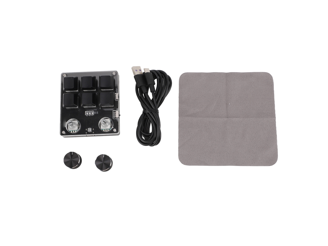 Teclado Mini USB com 6 Teclas e 2 Botões Rotativos interruptor vermelho programável para games com MARCA