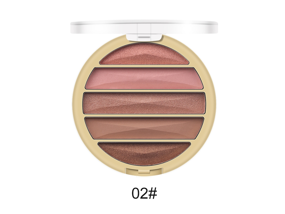 Sombra em pó com acabamento matte e brilho, 5 cores, ferramenta de maquiagem