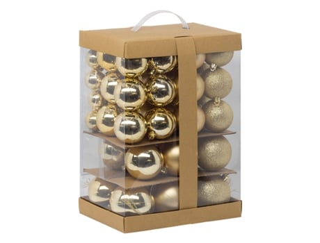 Pacote de 60 bolas de Natal douradas de plástico reciclado Colorama FEERIC LIGHTS & CHRISTMAS