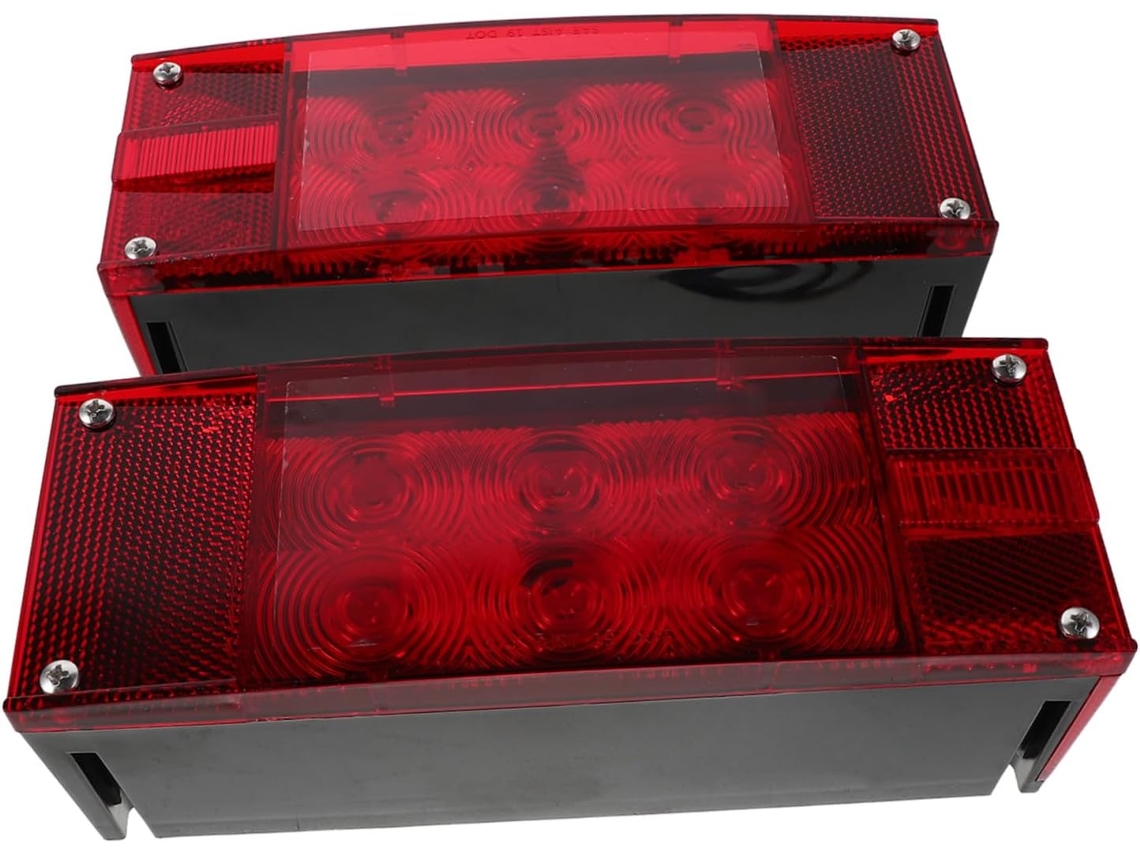 Conjunto de 2 lanternas traseiras LED para uso em reboques, caminhões e barcos.