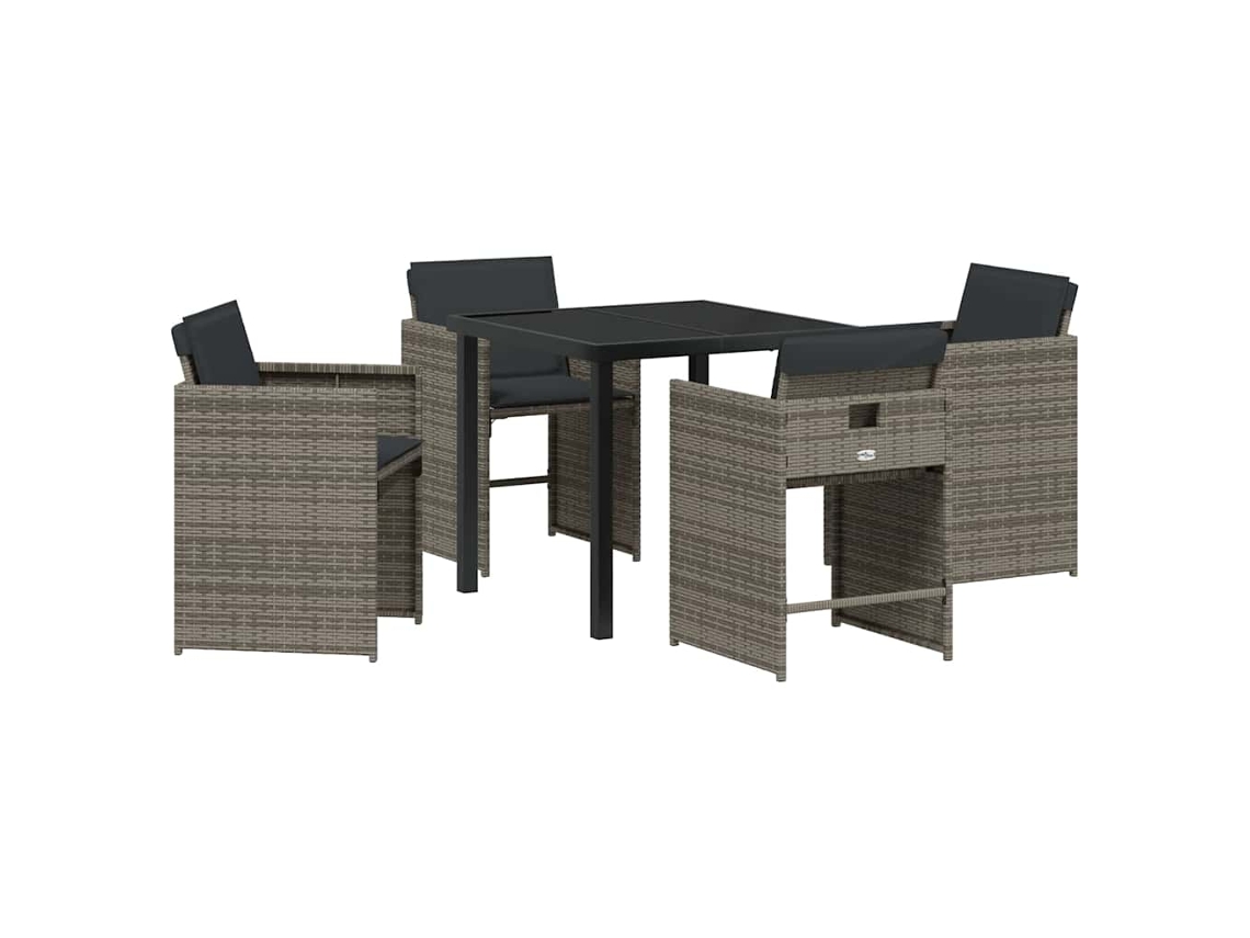 Conjunto de Jantar para Jardim 5 Pcs Cinzeto Vime Pe MAISON EXCLUSIVE