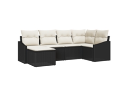 Conjunto 6 Móveis De Jardim Vidaxl Preto Vime Pe (233.5 X 123.5 X 85 Cm)