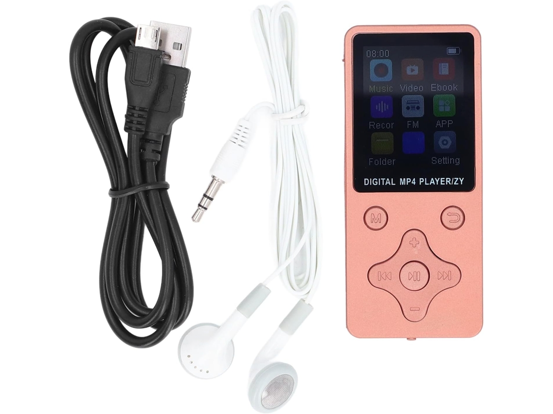 Reprodutor de MP3/MP4 Bluetooth de 64 GB, tela de 1 polegada, 64 GB Sport, com som HiFi Lossless de 1,8", suporte, rosa