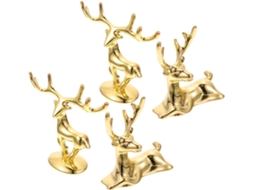 Conjunto de 4 peças decorativas em formato de veado, ornamento de mesa em liga metálica.