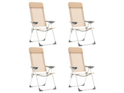 Vidaxl Cadeiras De Campismo Dobráveis 4 Pcs Alumínio Creme