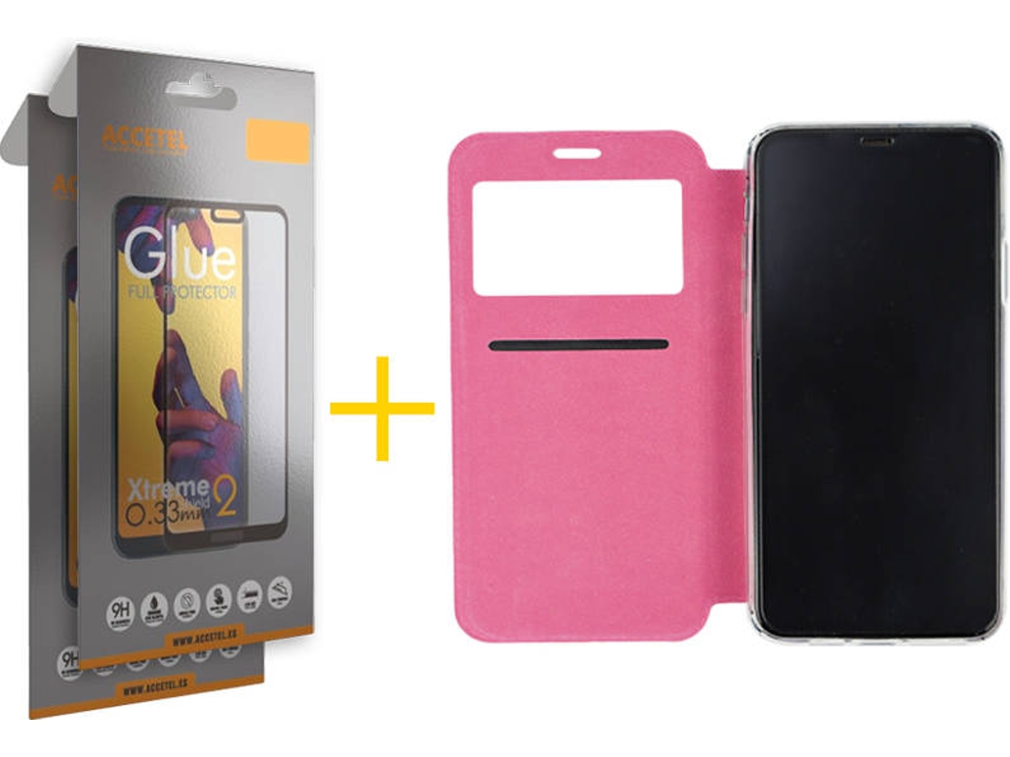 Kit Capa + Película Vidro Full 2X iPhone 11 Pro Skyhe Gandy Flip Rosa
