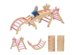 Playground Indoor 8-em-1 Para Crianças, De Princesa, Escorregador, Rampa, Arco, Madeira Cs