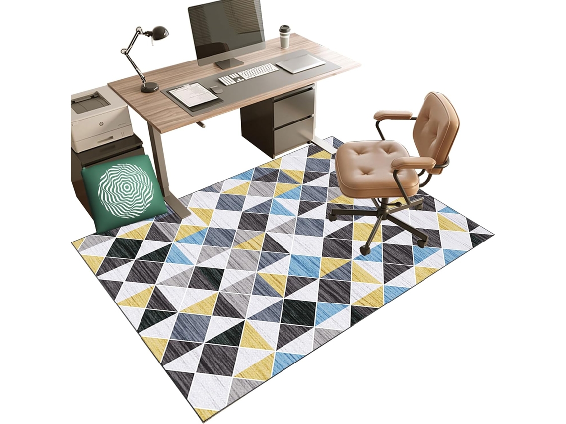 Tapete Cadeira Protetor Escritório 70 X 100 Cm Piso Laminado Azulejo Tecido Azul Poltrona/tapete Escritório...