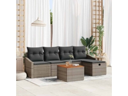 Vidaxl Conjunto De Sofá De Jardim 6 Unid. Cinzeto Rattan Sintético